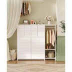 Dresser with 16 Drawers & Hanging Rod & Shelves, Fabric Storage Organizer for Bedroom, Closet, or Entryway