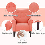Fauteuil d’appoint moderne Erommy, fauteuil à dossier haut, canapé une place en tissu rembourré avec boutons et pieds en bois pour le salon