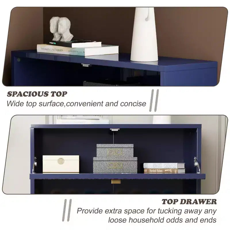 Meuble de rangement à chaussures CLIHOME pour entrée, 24 paires, avec tiroirs basculants, étagère et placard