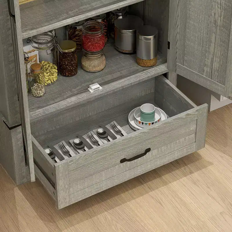 Dispensa HOMCOM 72 in stile rustico con ante da fienile, alta colonna dispensa da cucina con ripiani regolabili e cassetto