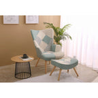 Fauteuil d’appoint avec pouf, ensemble fauteuil et pouf pour le salon, fauteuil d’appoint confortable avec accoudoirs pour la chambre, revêtement en tissu à motifs créatifs