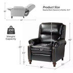 Set di 2 poltrone reclinabili moderne Elisabete con schienale ad ali in vera pelle e borchie decorative vintage per soggiorno e camera da letto| ART OF LIVING DESIGNS
