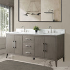Meuble-lavabo Vanity Art 72 à double vasque avec plateau en marbre reconstitué