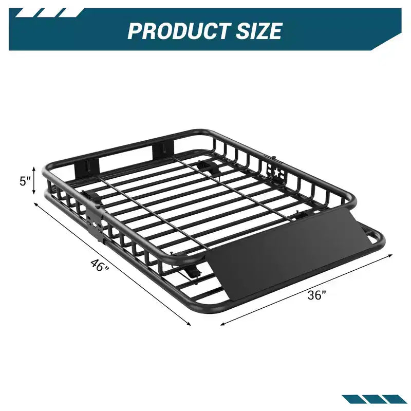 Panier de toit universel avec extension, porte-bagages de toit noir pour SUV, capacité de 250 lb