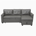 Divano componibile reversibile trasformabile con letto estraibile, chaise longue con contenitore nascosto e gambe resistenti
