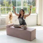 Méridienne convertible Avana Kami / yoga et massage – pouf 2-en-1 avec chaise longue de yoga pliable escamotable, microvelours – N/A