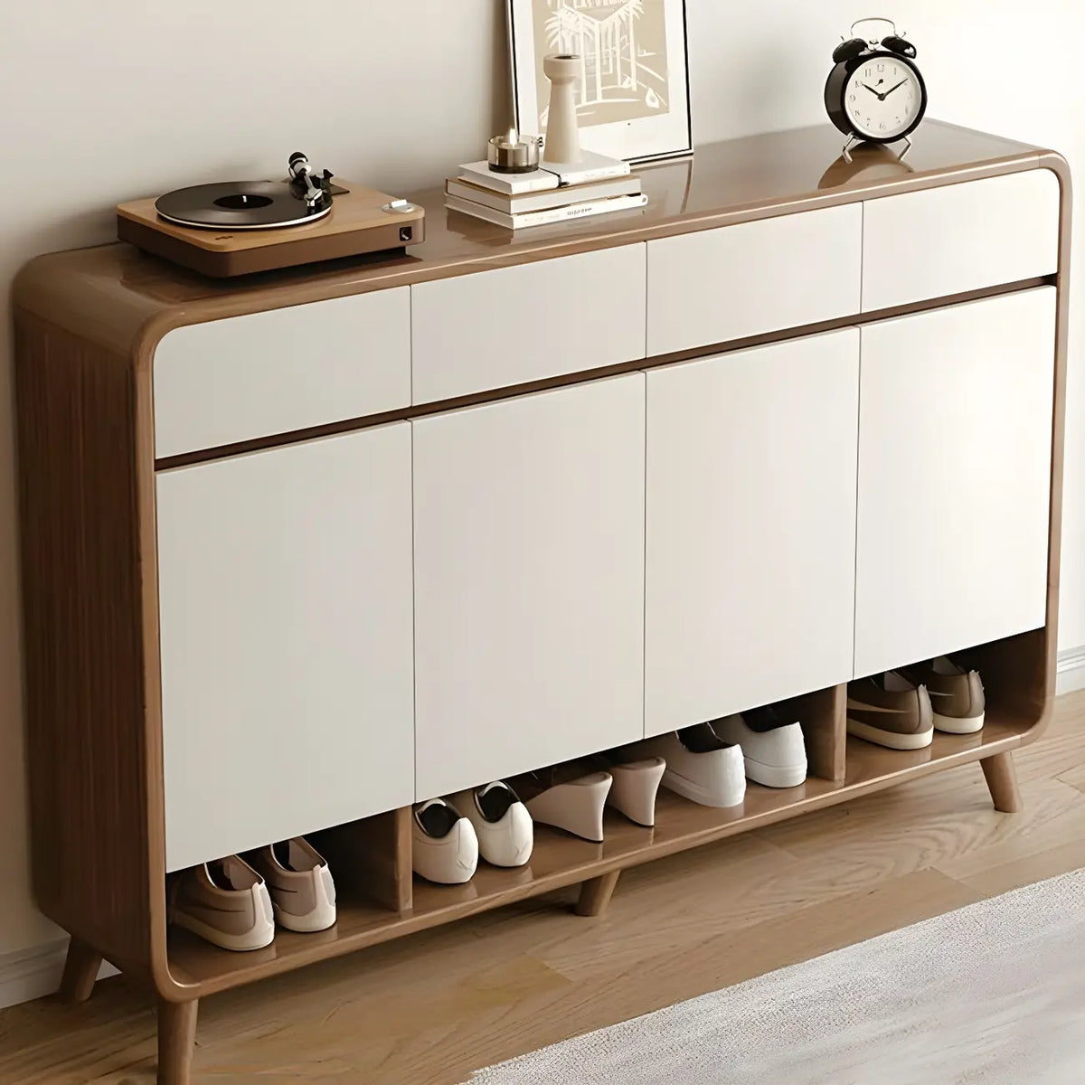 Meuble à chaussures moderne de taille moyenne en bois pour couloir