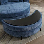 Fauteuil tonneau moderne rond avec 5 coussins et pouf en option
