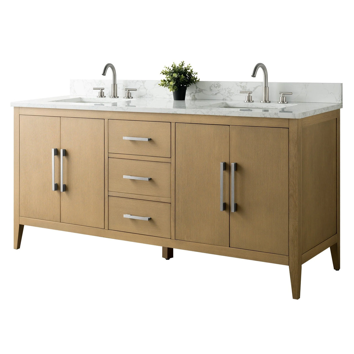 Meuble-lavabo Vanity Art 72 à double vasque avec plateau en marbre reconstitué