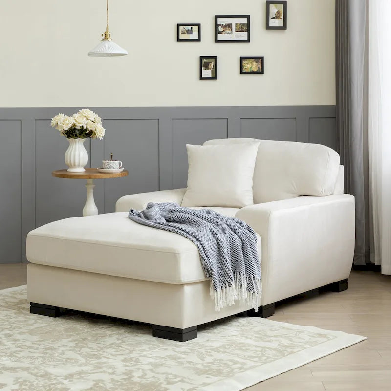 Canapé-lit moderne surdimensionné avec méridienne, style mi-siècle, avec coussin