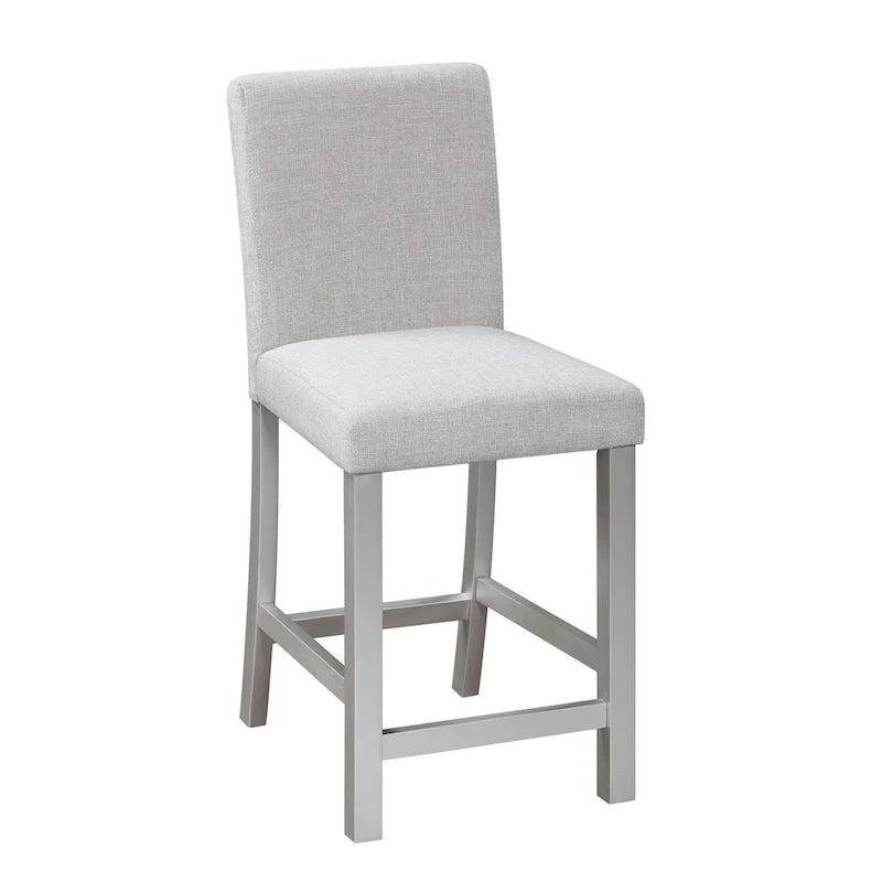 Set da pranzo moderno da 5 pezzi con tavolo quadrato ad altezza bancone e 4 sedie imbottite