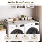 Washer Dryer Countertop, Laundry Topper with Raised Edge & Non-Slip Pad for Hamper Counter Storage & Laundry Room Organization
