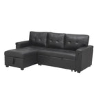 Divano componibile reversibile trasformabile con letto estraibile, chaise longue con contenitore nascosto e gambe resistenti
