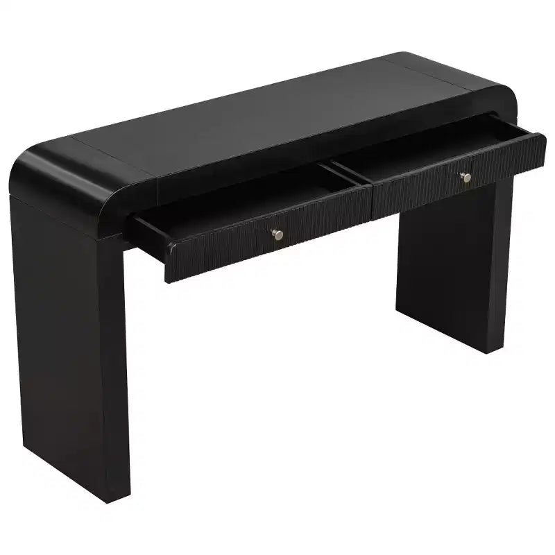 Table console rustique Whisen, table d’entrée et table d’appoint avec façade de tiroir cannelée