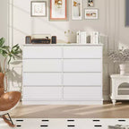Meuble de rangement à 8 tiroirs, commode à tiroirs profonds, grande armoire à plateau large pour le salon, le couloir ou la chambre d’enfant