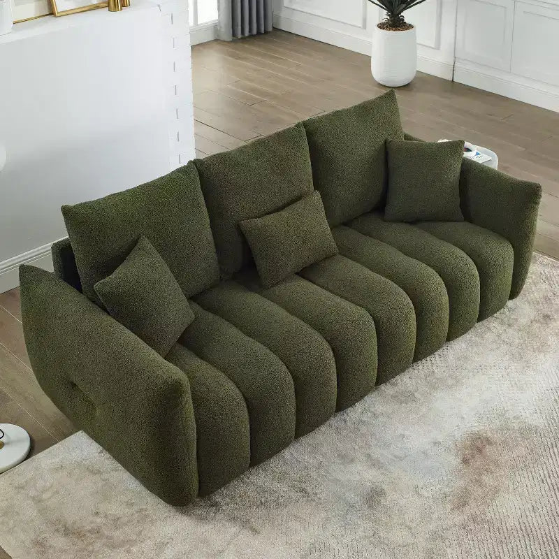 Divano moderno GDFStudio Alanna da 79,5 pollici, a 3 posti, rivestito in tessuto teddy con cuscini