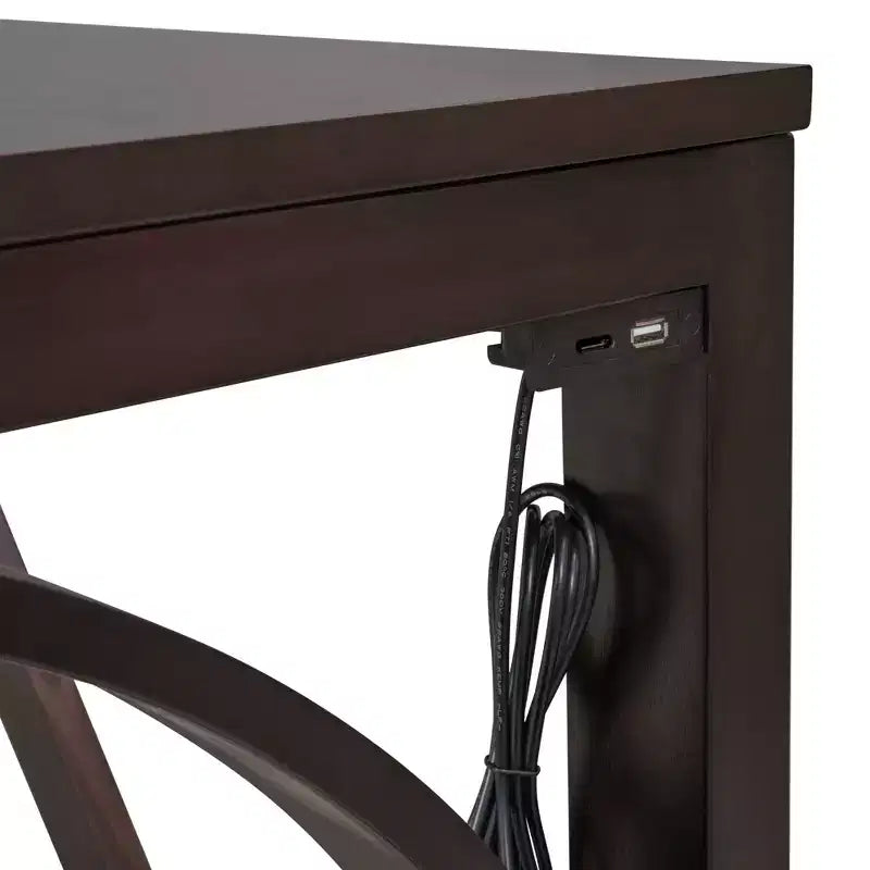 Set da Pranzo 3 Pezzi Stile Fattoria Altezza Bancone con Porta USB e Sgabelli Imbottiti-ModernLuxe