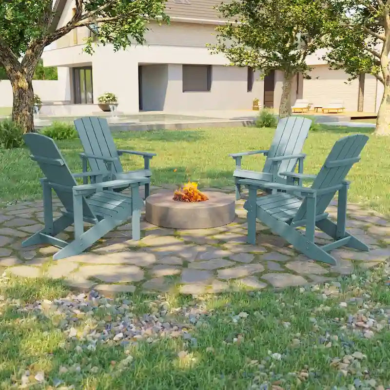 Ensemble de 4 fauteuils Adirondack d’extérieur Bonosuki en bois résistant aux intempéries