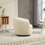 Fauteuil tonneau pivotant rembourré avec rangement, chaise d’appoint moderne pour salon, chambre, bureau ou coin lecture