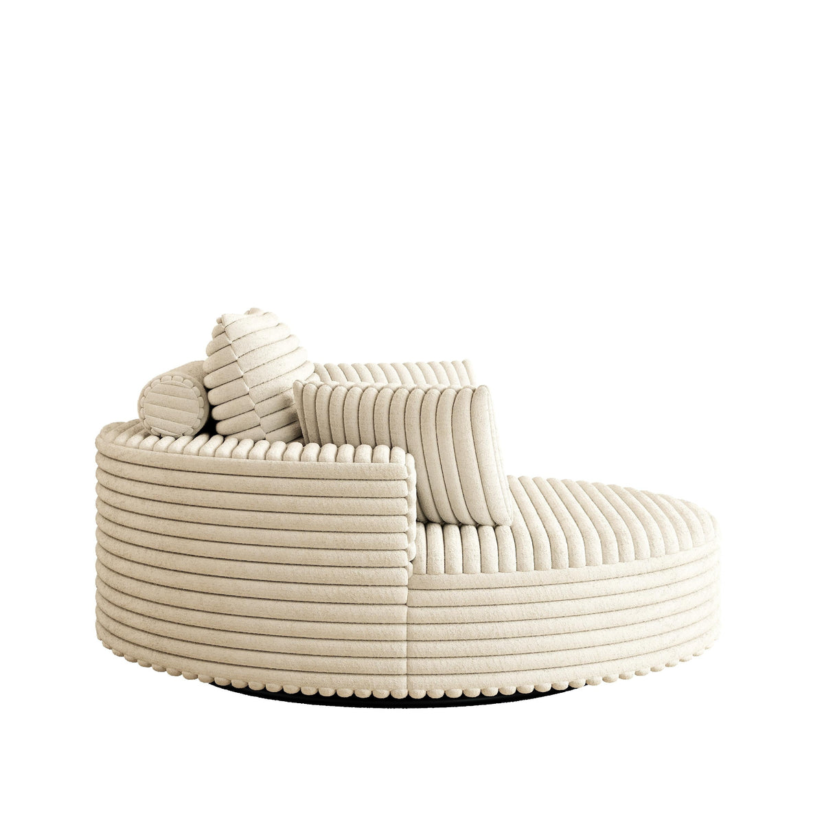 Fauteuil pivotant individuel en mousse et chenille côtelée