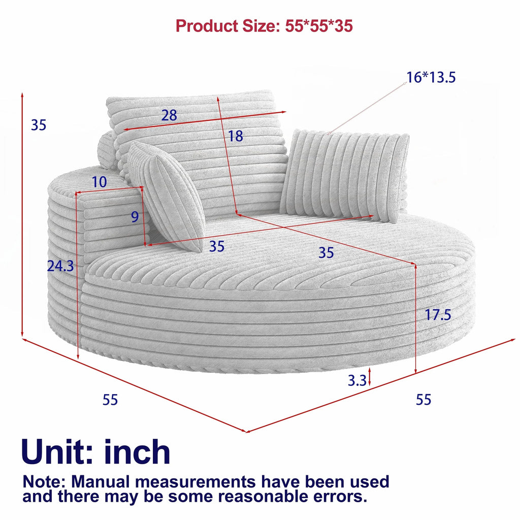 Fauteuil pivotant individuel en mousse et chenille côtelée