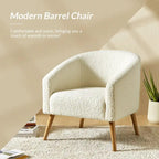 Fauteuil bouclé moderne Sheila de 30 W avec pieds en bois massif, lot de 2, par HULALA HOME