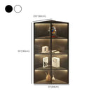 Mobile angolare moderno da esposizione in metallo e legno grigio con anta in vetro