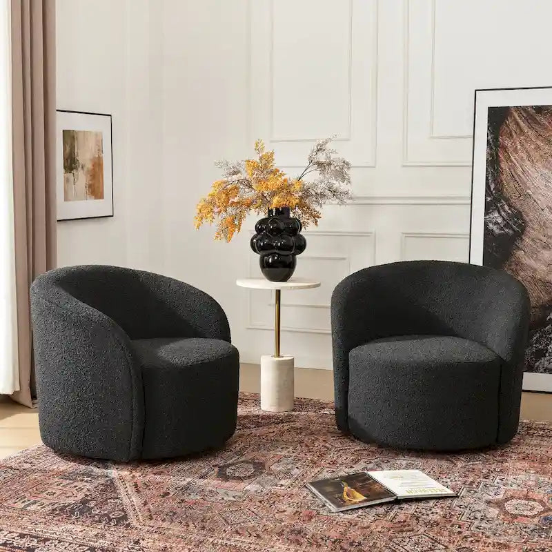 Fauteuil d’appoint pivotant KINWELL en forme de tonneau, rembourré, largeur 34 (lot de 2)