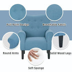 Fauteuil d’appoint moderne Erommy, fauteuil à dossier haut, canapé une place en tissu rembourré avec boutons et pieds en bois pour le salon