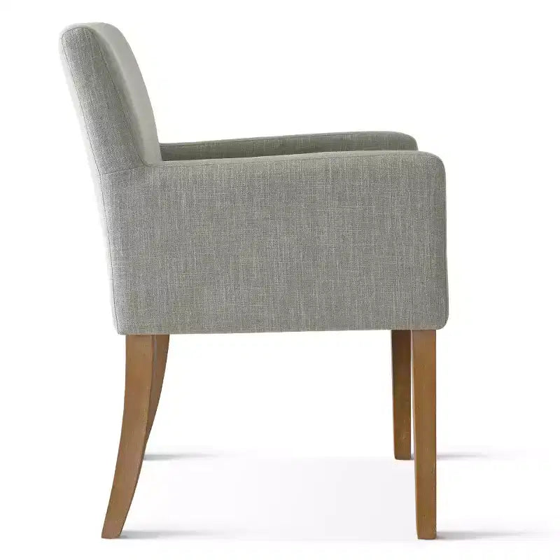 Ensemble de 6 chaises de salle à manger rembourrées avec accoudoirs, fauteuils modernes en lin avec pieds en bois, chaises d’appoint pour salle à manger et salon - Panipeachy