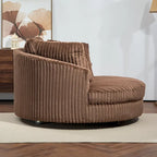 Fauteuil tonneau moderne rond avec 5 coussins et pouf en option