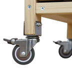 Îlot de cuisine extérieur Okak avec plateau en acier inoxydable, desserte de cuisine en bois avec portes, étagères et porte-épices, îlot de cuisine à roulettes