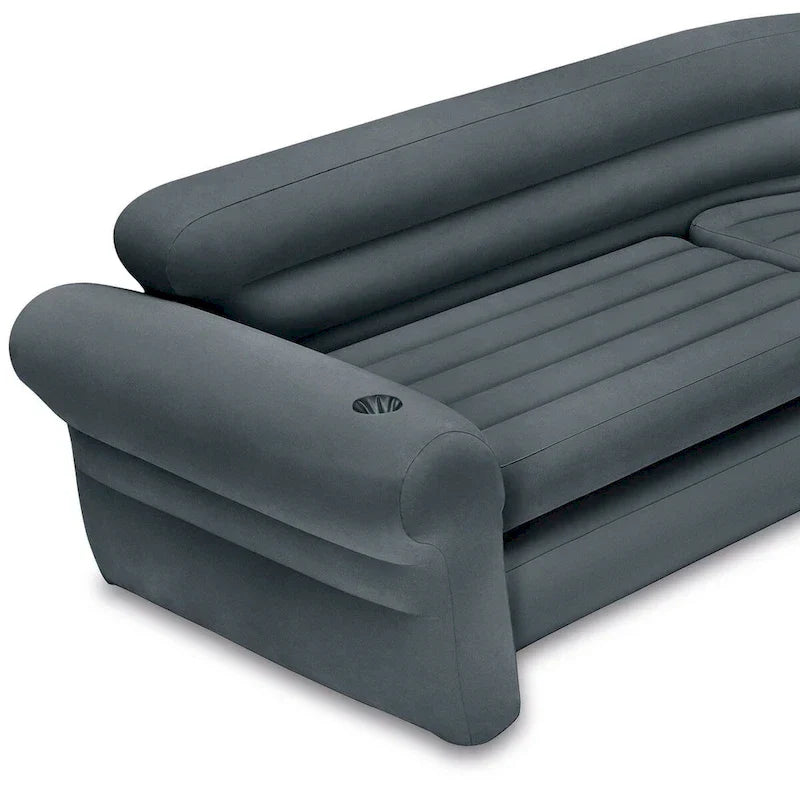 Canapé d’angle gonflable Intex en L avec porte-gobelets, gris (2 pièces) - 26