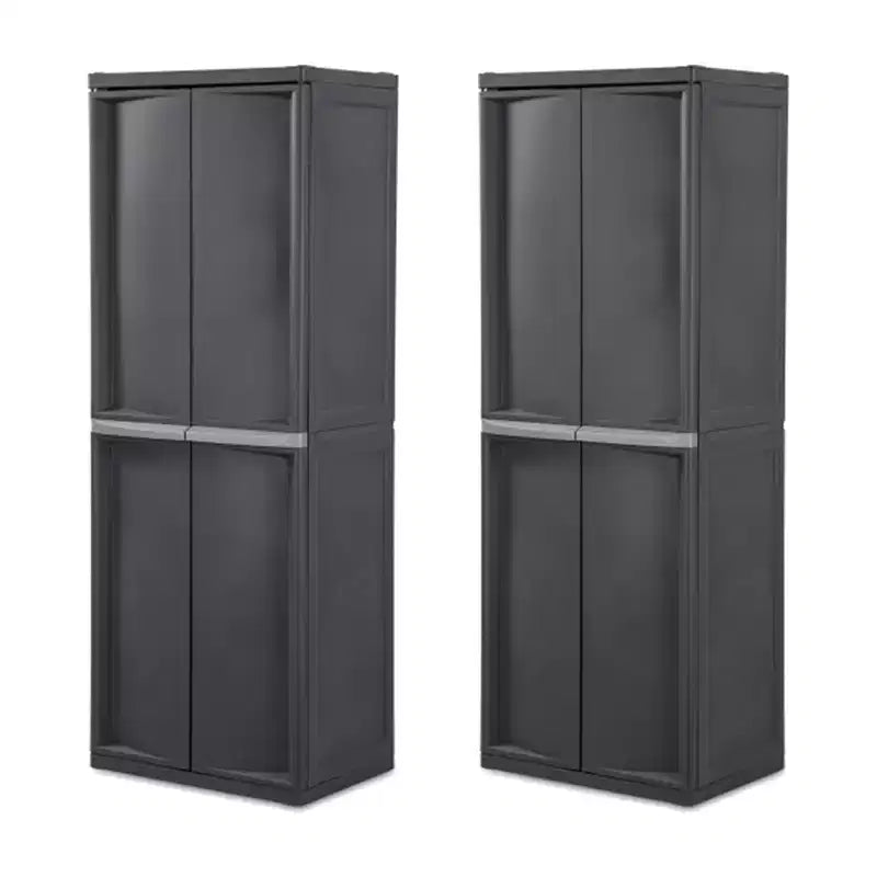 Lot de 2 organiseurs Sterilite pour armoire de rangement de garage, avec 4 étagères réglables, gris