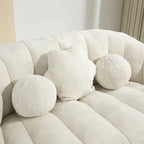 Fauteuil lounge blanc de 63,78 po, revêtu de chenille avec mousse haute densité