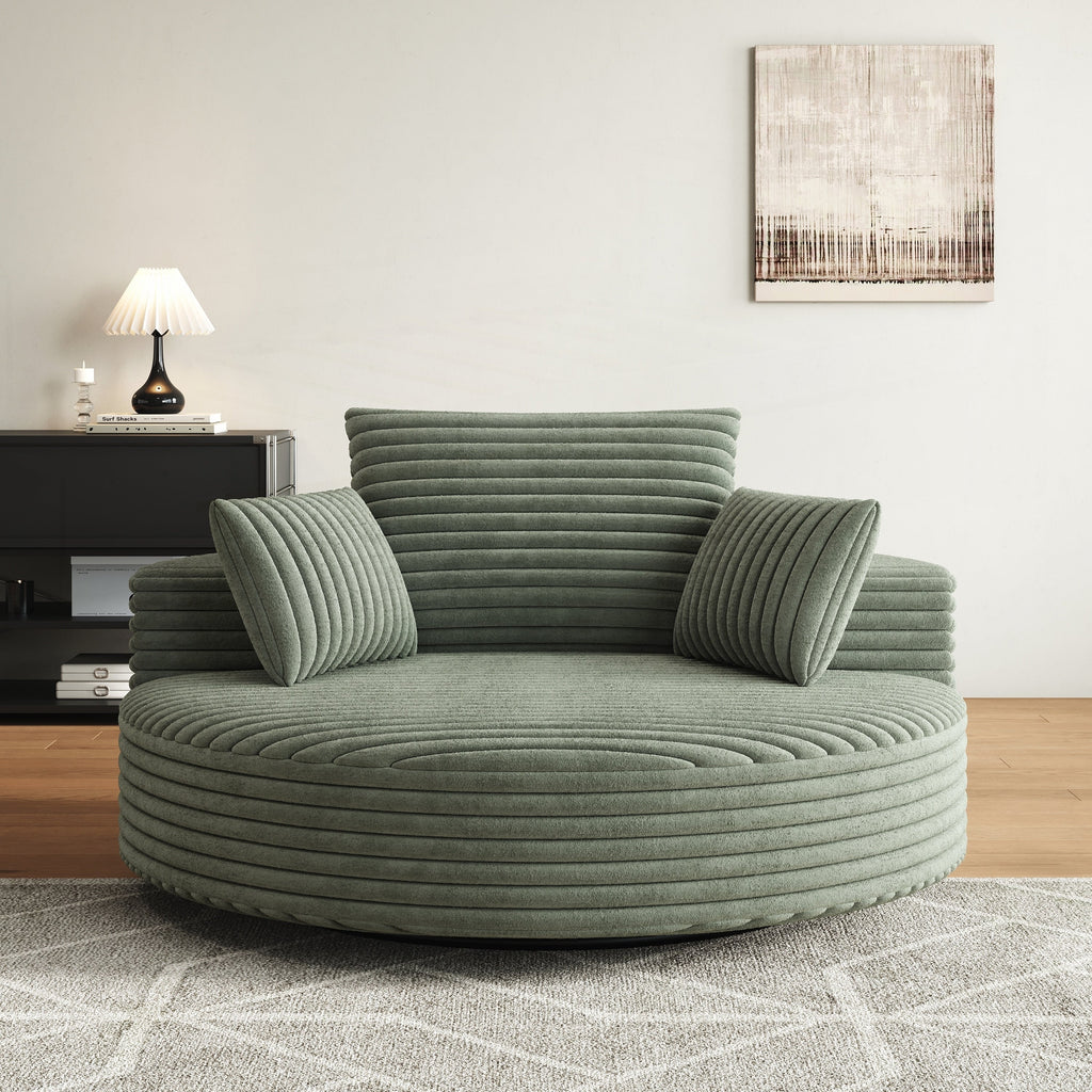 Fauteuil pivotant individuel en mousse et chenille côtelée