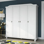 Palace Imports 100% Solid Wood Kyle 4-Door Wardrobe Armoire with Solid Wood or Mirrored Doors