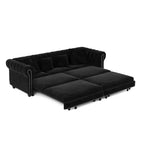 Canapé-lit escamotable et convertible Whisen en velours, format très grand lit, 3-en-1, avec ottoman amovible et design capitonné