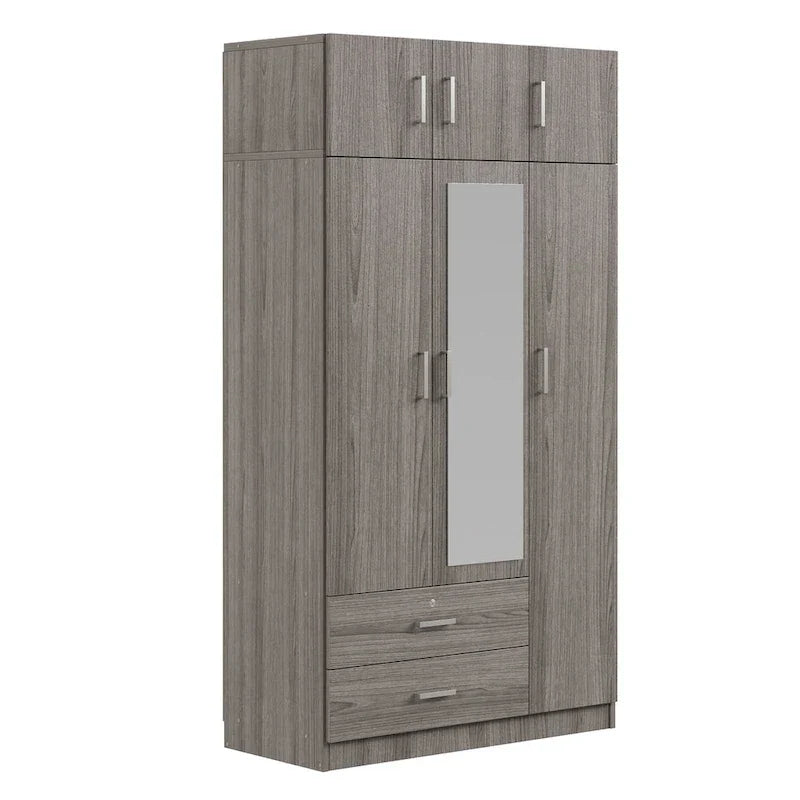 Armoire à miroirs à 3 portes avec 2 tiroirs et placard supérieur