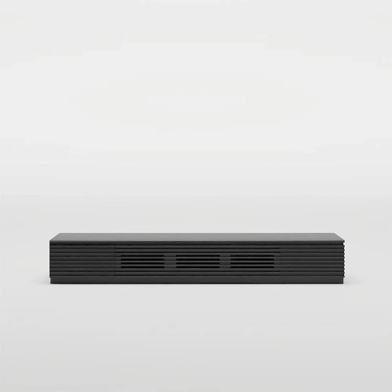 Meuble TV minimaliste avec tiroirs, console multimédia en bois massif avec placards, porte basculante, placage noyer, entièrement assemblée