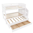 Letto a castello Whisen Twin XL con letto estraibile, contenitore, legno massello, scala contenitore, armadio e 3 cassetti, per bambini