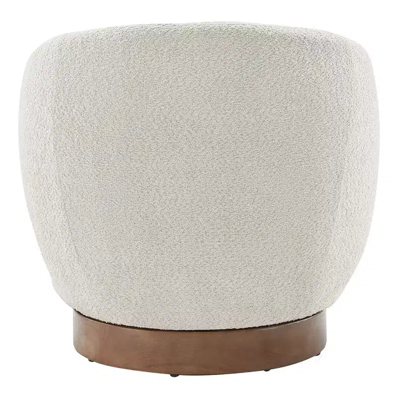 Fauteuil tonneau pivotant rembourré d’appoint Spruce&Spring avec base en bois