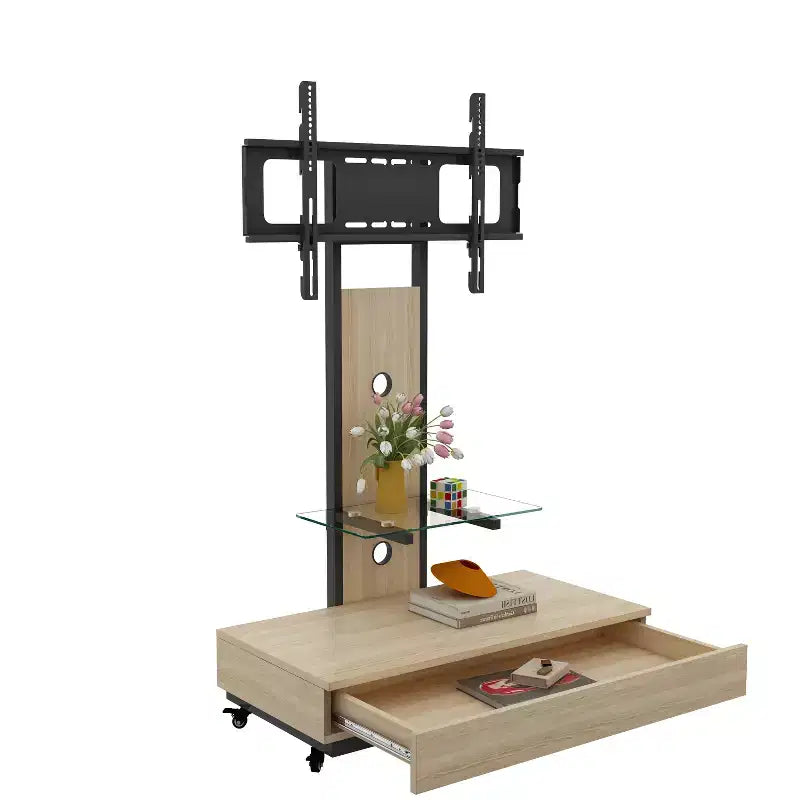 Meuble TV pour téléviseurs de 32 à 75 pouces, chariot TV mobile à hauteur réglable avec tiroir et roulettes pour le salon, la chambre et le bureau - ModernLuxe