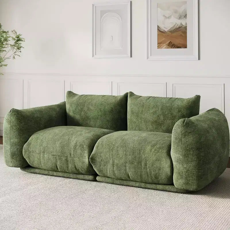 Divano modulare a due posti in tessuto chenille, divano nuvola a 2 posti con schiuma altamente elastica, divano senza struttura per piccoli spazi