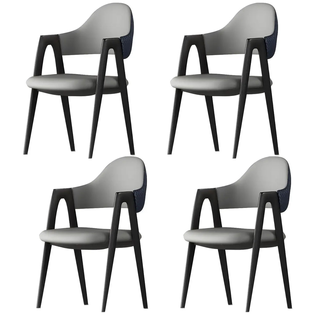 Modern Leather Curved Open Back Arm Dining Chair