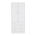 Armoire moderne à deux portes avec 3 tiroirs et 1 tringle pour chambre