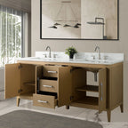 Meuble-lavabo Vanity Art 72 à double vasque avec plateau en marbre reconstitué