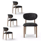 Set di 4 sedie da pranzo moderne imbottite con schienale curvo, sedie laterali senza braccioli con struttura in ferro per sala da pranzo e cucina-Panipeachy