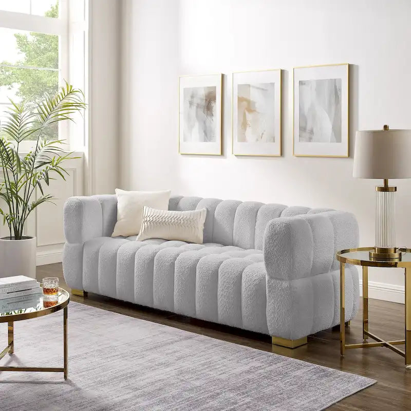 Canapé moderne en tissu gaufré, confortable pour les moments de détente