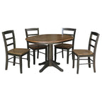 36 Round Extension Dining Table With 4 Madrid Chairs